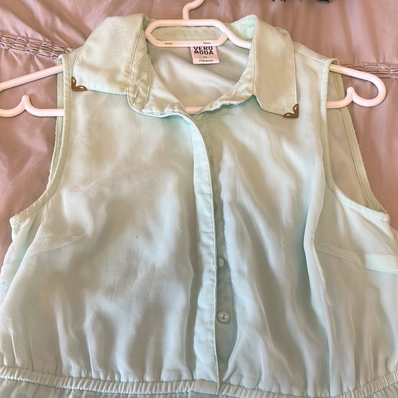 VERO MODA mint dress, sheer finishing to bottom half - Picture 3 of 6